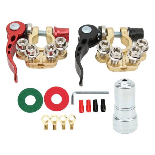 2pcs 4 Voies Borne De Batterie Positif Négatif En Laiton Bonne Conductivité Électrique Pour Sae Jis Type A Poteaux Voiture Bateau