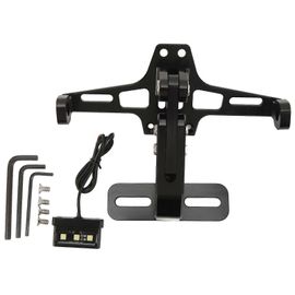 Support De Plaque D'immatriculation De Moto Avec Lumière Led Ajustement Antichoc Précis Pour Route De Base De 4 Pouces ? Moto Légale
