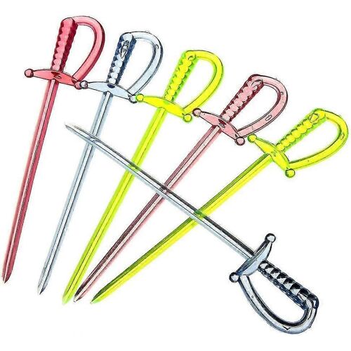 3,35 Pouces Épée En Plastique Picks Food Cure-Dents Fruit Fork Cocktail Sticks, Multicolore, 500pcs