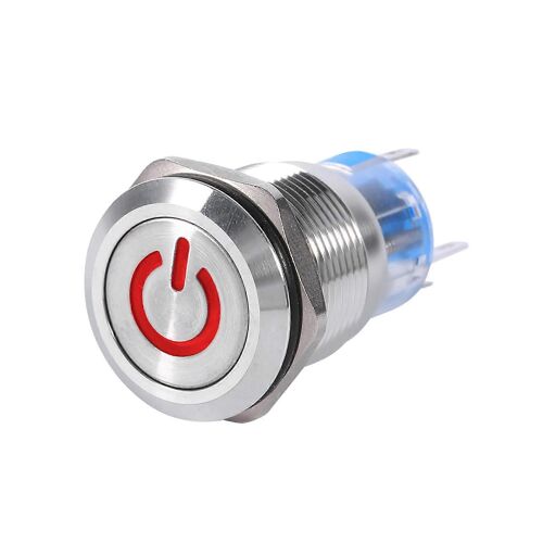 19mm 12v ?24v Étanche En Acier Inoxydable Autobloquant Verrouillage Bouton-Poussoir Interrupteur D'alimentation Rouge Led