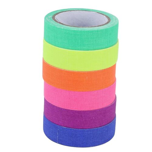 6Pcs Ruban Adhésif 6 Couleur Fluorescent UV Coton Tissu Ruban Scène Performance Prop