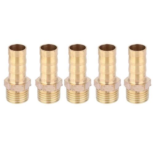 5pcs G1 / 4 Mâle Filetage Barb Connecteur Laiton Tuyau Raccord Connecteur Pour Liquide De Gaz10mm