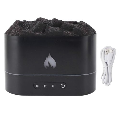 Volcano Aroma Diffuseur 7 Couleurs Lumières Brume Fine Flamme Simulée Minuterie Intelligente 250ml Réservoir Super Silencieux Charge USB Volcano Humidificateur pour Chambre Noir