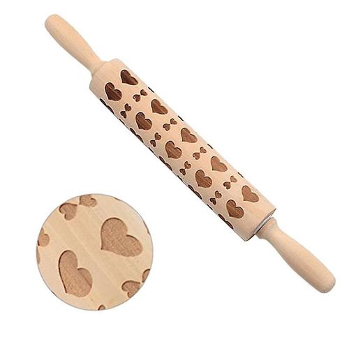 43cm De Long Noël Bois Gaufrage Rouleau À Pâtisserie Pour La Maison Biscuits Biscuits Presse 1pc