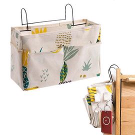 Pochette de chevet suspendue, organiseur de chevet, pochette de rangement de lit, sac de rangement de chevet grande capacité à motif ananas pour lits superposés, dortoirs, barrières de lit