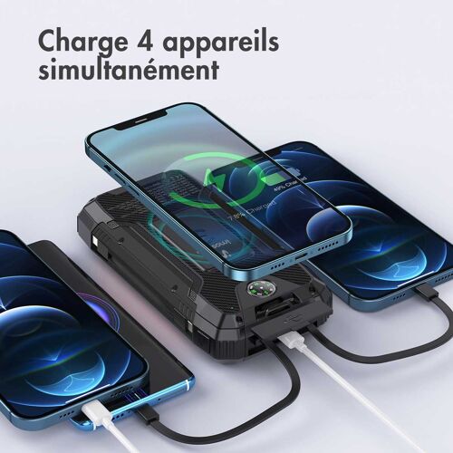 Imoshion Solar Powerbank Batterie Externe Sans Fil Alimentée Par Énergie Solaire Charge Rapide Et Fourniture D'énergie 30 000 Mah Noir