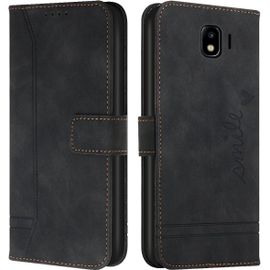 Kal-Cqkob Coque Pour Samsung Galaxy J4 2018 Housse Etui Portefeuille Cuir Multifonction Fermeture Magnétique À Clapet Anti-Noir