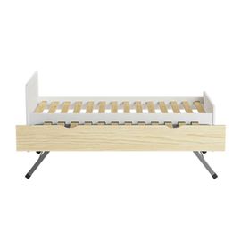 Pack Lit Gigogne Avec Matelas Blanc Et Bois 90x190 Cm