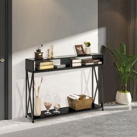 Table Console Noire De Style Industriel 120x23x79 Cm