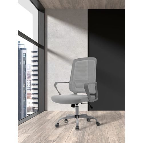 Chaise De Bureau Réglable En Hauteur Tissu Et Maille Gris 109x59x56 Cm