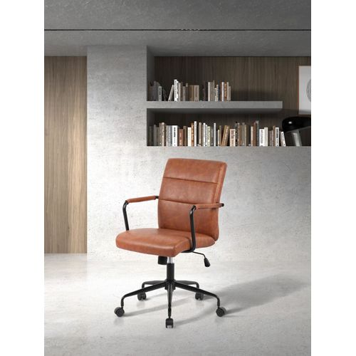Chaise De Bureau Réglable En Hauteur Simili Cuir Marron 99x64x70 Cm
