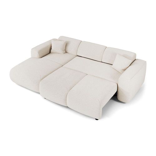 Canapé Convertible Angle Gauche 5 Places Bouclette Crème