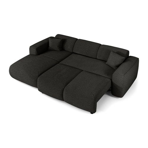 Canapé Convertible Angle Gauche 5 Places Bouclette Noir