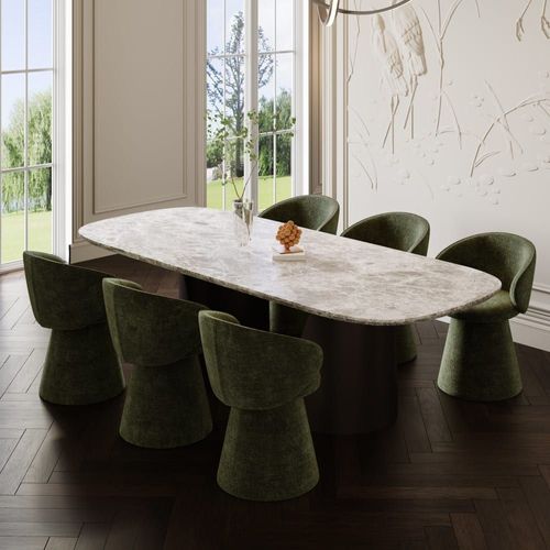 Fauteuil Rotatif 180° Velours Texturé Kaki