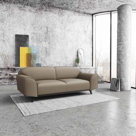 Canapé 2 Places En Cuir Naturel Gris Fossile