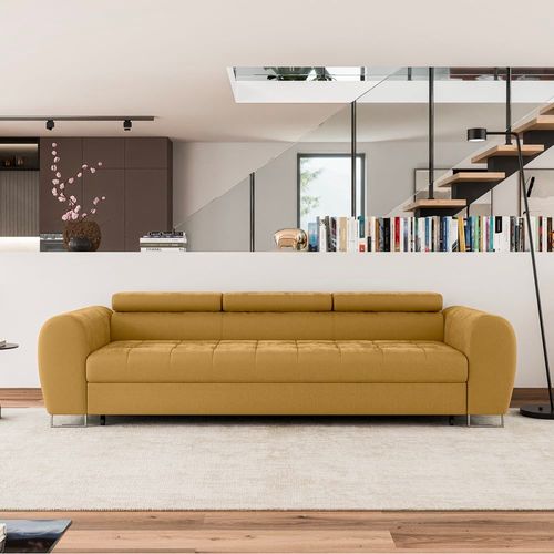 Canapé Convertible 3 Places Tissu Jaune