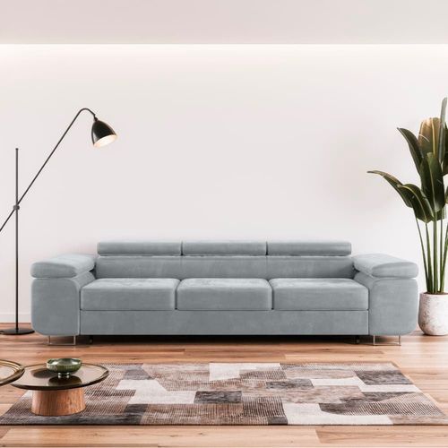 Canapé Convertible 3 Places Tissu Gris