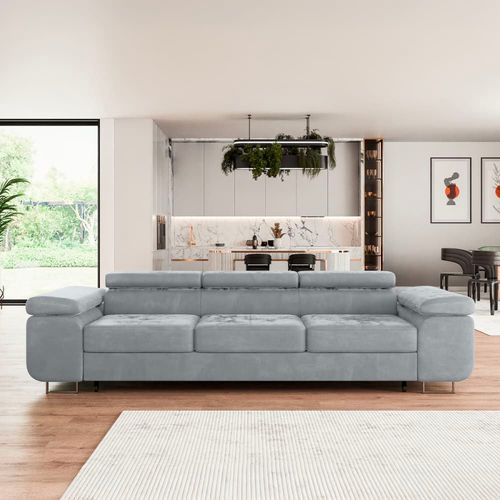 Canapé Convertible 3 Places Tissu Gris