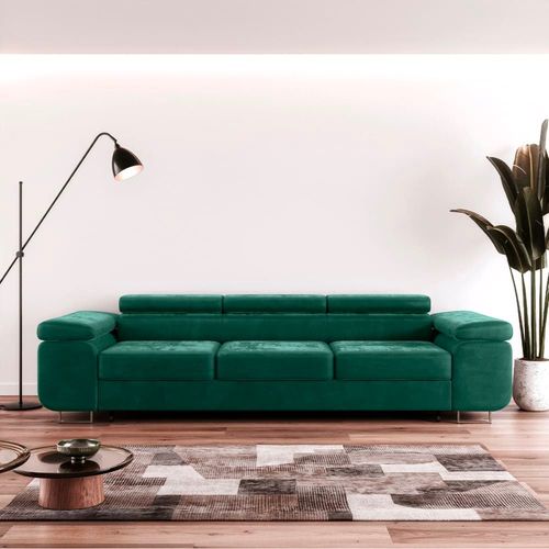 Canapé Convertible 3 Places Tissu Vert Sapin