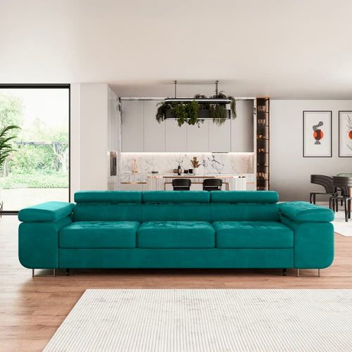 Canapé Convertible 3 Places Tissu Vert Sapin