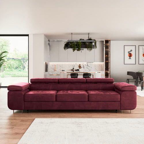 Canapé Convertible 3 Places Tissu Bordeaux