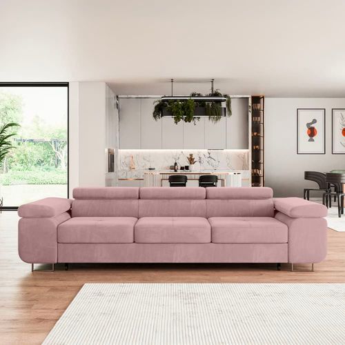 Canapé Convertible 3 Places Tissu Rose Corail