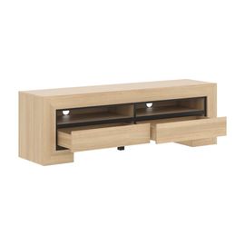 Meuble Tv 2 Tiroirs Stratifiés Beige Et Noir