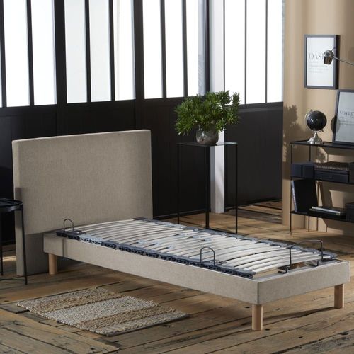 Sommier Électrique Relaxation Lattes Lisse Beige 90 X 190