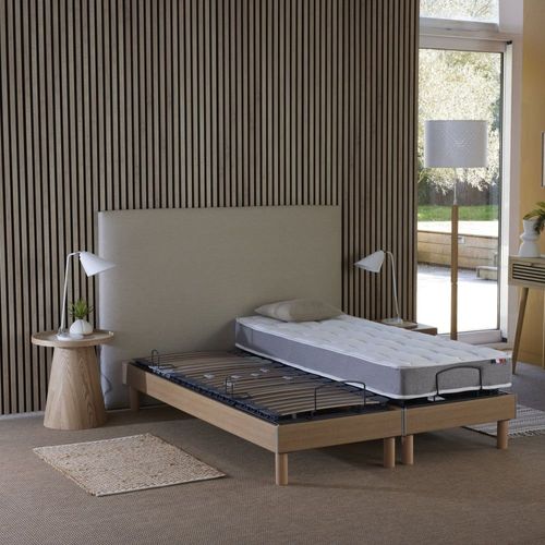 Sommier Électrique Lattes Chêne Clair Made In France 90x200