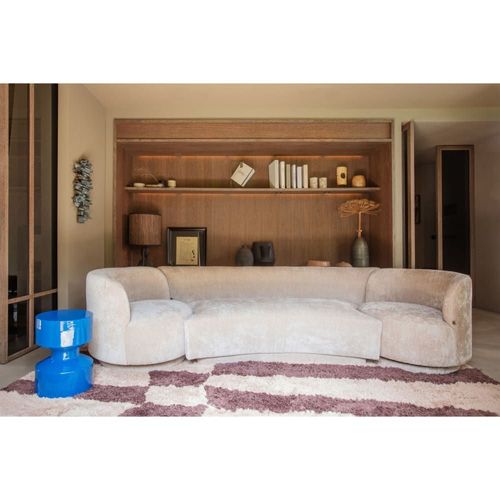 Canapé Modulable Avec 1 Fauteuil Et 1 Pouf En Tissu Chenille Beige