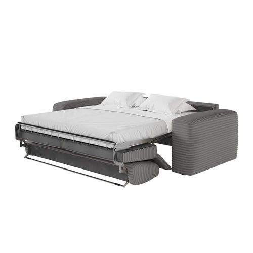 Canapé Convertible Couchage 140x190cm Matelas 17cm Velours Gris Foncé