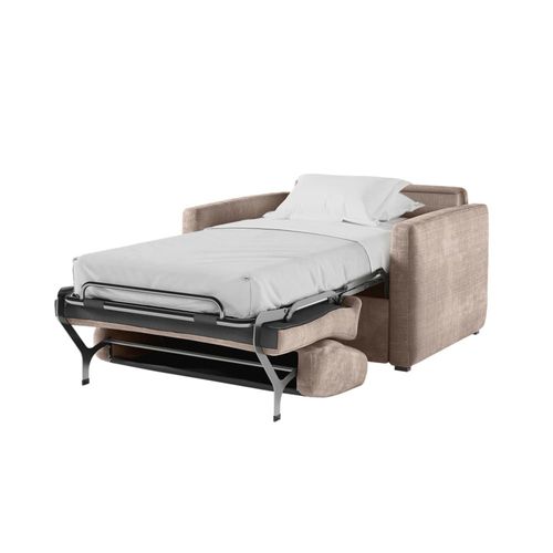 Fauteuil Convertible Couchage 70x190cm Tissu Taupe Matelas 13cm