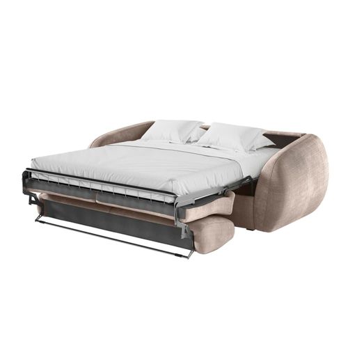 Canapé Convertible Couchage 140x190cm - Matelas 13cm - Tissu Taupe