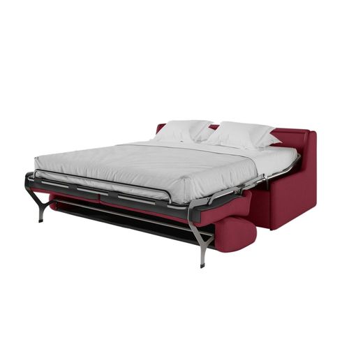 Canapé Convertible Couchage 160x190cm Tissu Bordeaux Matelas 13cm