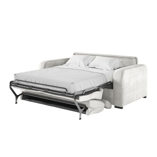 Canapé Convertible Couchage 140x190cm En Tissu Chenille Beige