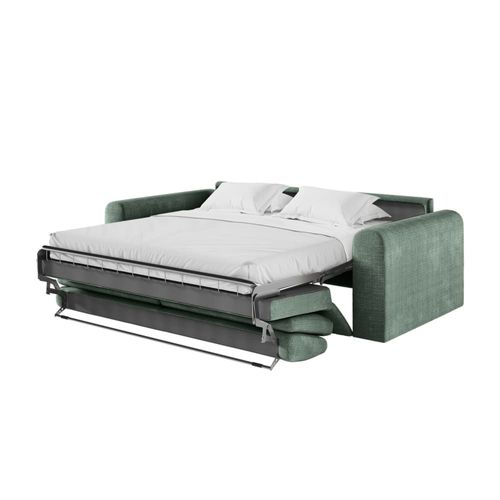 Canapé Convertible Couchage 140x190cm Matelas 17cm Tissu - Vert