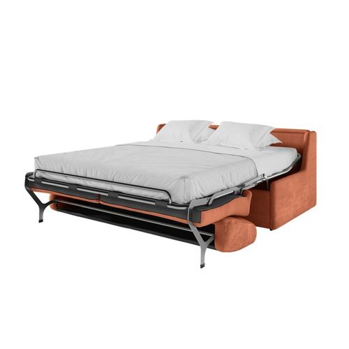 Canapé Convertible Couchage 160x190cm Tissu Terracotta Matelas 13cm
