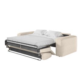 Canapé Convertible Couchage 140x190cm Matelas 17cm Velours Beige