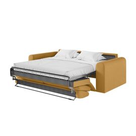 Canapé Convertible Couchage 160x190cm Matelas 13cm Tissu - Jaune