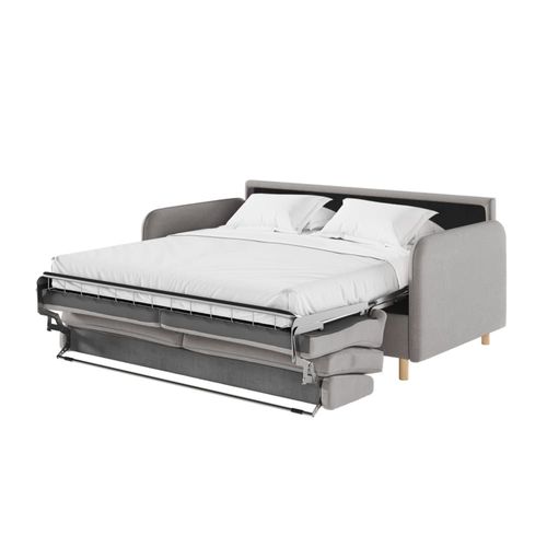 Canapé Convertible Couchage 160x190cm - Matelas 14cm Tissu Gris Clair
