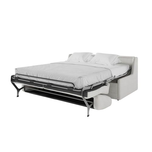 Canapé Convertible Couchage 140x190cm Tissu Beige Matelas 13cm