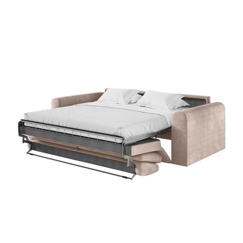 Canapé Convertible Couchage 160x190cm Matelas 13cm Tissu Taupe