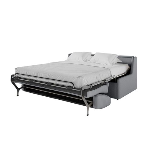 Canapé Convertible Couchage 160x190cm Tissu Gris Clair Matelas 13cm