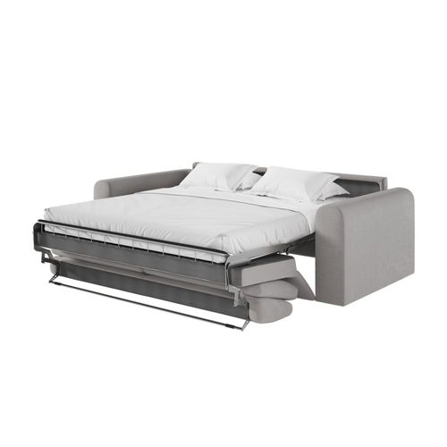 Canapé Convertible Couchage 160x190cm Matelas 13cm Tissu - Gris Clair