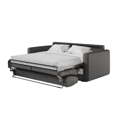 Canapé Convertible Couchage 140x190cm - Matelas 17cm - Velours Gris