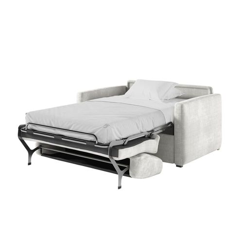 Fauteuil Convertible Couchage 100x190cm Tissu Beige Matelas 13cm