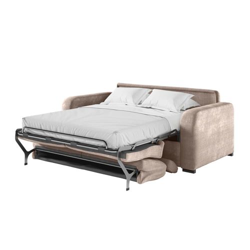 Canapé Convertible Couchage 140x190cm En Tissu Chenille Taupe
