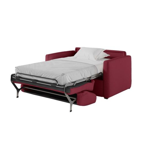 Fauteuil Convertible Couchage 100x190cm Tissu Bordeaux Matelas 13cm