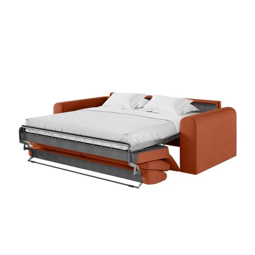 Canapé Convertible Couchage 140x190cm Matelas 13cm Tissu Terracotta