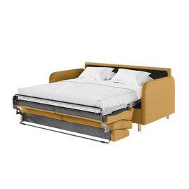 Canapé Convertible Couchage 160x190cm - Matelas 14cm Tissu Jaune